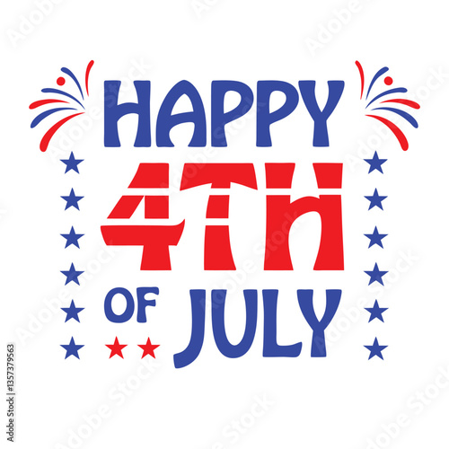 4th of July Typography Vector Art | Patriotic T-Shirt Text Illustration Design