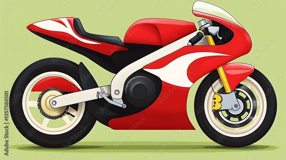 Red and white superbike illustration. Red and white superbike illustration.