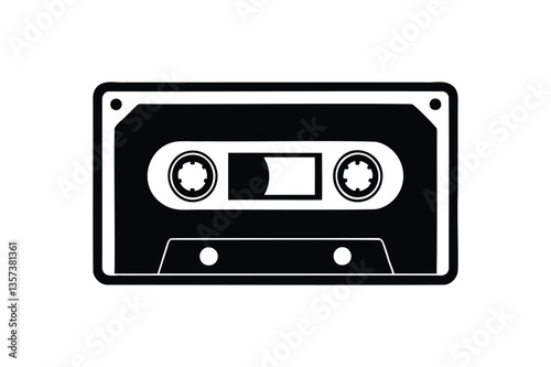 Audio cassette on white background