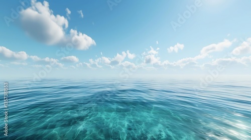 Fototapeta Naklejka Na Ścianę i Meble -  a calm sea with blue waters and white clouds