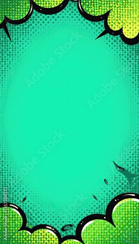 Bright turquoise and green pop art retro background with halftone in comics style vector illustration eps10,  halftone,  green