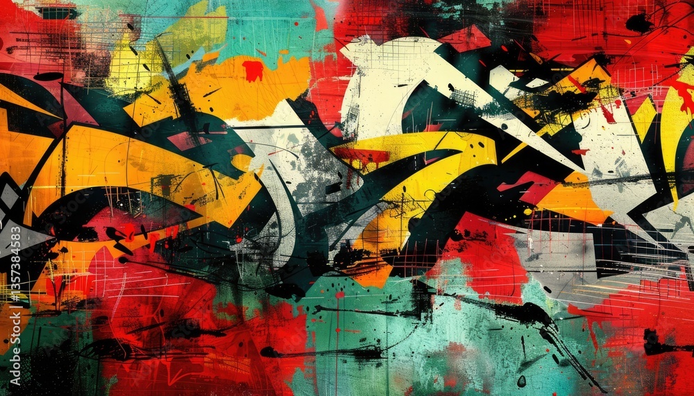 Fototapeta premium Picture abstract of painting rustic color on wall or paper canvas in modern lines style. Contemporary vibrant rough graffiti with vividness of splash in seamless pattern express creativity idea.AIG61.