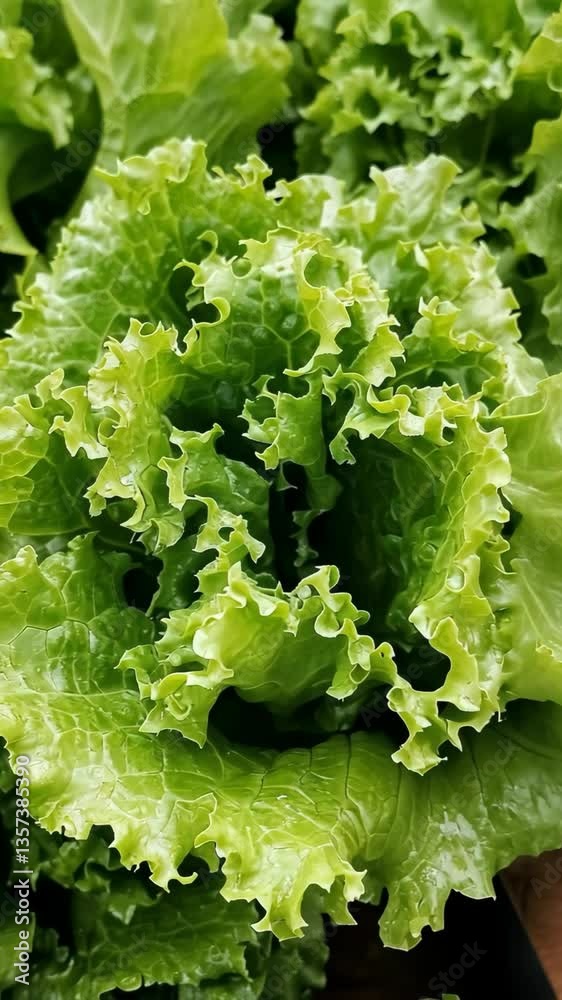 Fresh green lettuce with curly leaves captured in a garden setting during daylight Fresh green lettuce with curly leaves captured in a garden setting during daylight