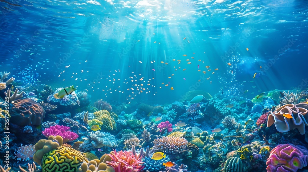Fototapeta premium underwater scene of coral reefs and other sea creatures in deep waters