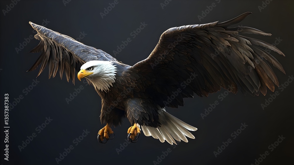 Fototapeta premium A realistic digital painting of a neon eagle, glowing vibrantly with futuristic lighting effects.Concepts : Futurism, cyberpunk, technology, digital art, night glow, creativity, neon aesthetics, gamin