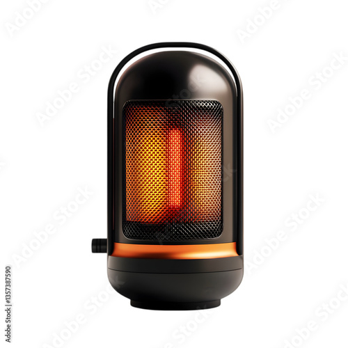 Modern Compact Electric Space Heater with Orange Glow – Portable Indoor Heating Appliance Isolated on White Background for Home and Office Use photo
