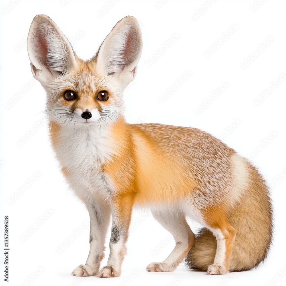 Obraz premium Profile of a Fennec Fox Against a White Background