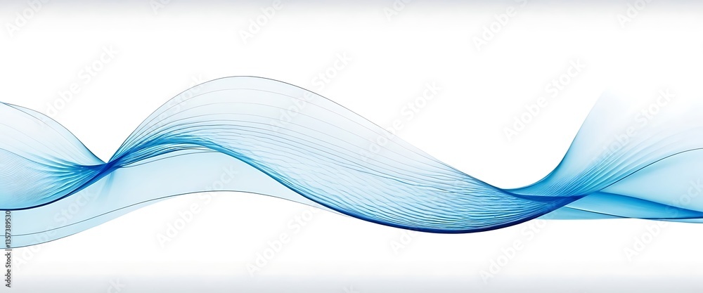 Fototapeta premium Abstract blue wave lines pattern on white background with space for your text banner background,7