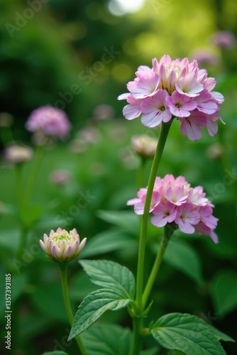 Close up of Angelica archangelica flowers blooming in a lush garden,  green,  flowers