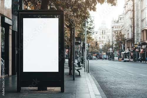 High Quality Picture of Mupi Mockup at Bus Stop at Street