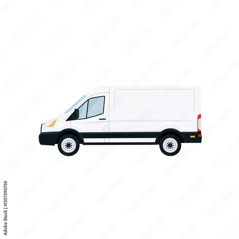 A white delivery van on a white isolated background A white delivery van on a white isolated background