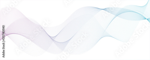 Abstract blue and porple wave geometric Technology, data science frequency gradient lines on transparent background.  Modern blue moving lines design element. Futuristic technology concept.
