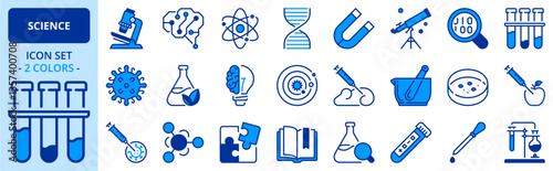 Icons in two colors  about science