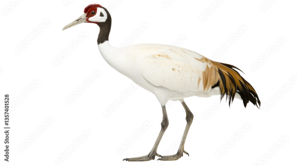 Obraz premium Elegant and Majestic Crane Bird Standing Gracefully with Unique Feather Patterns and Colors