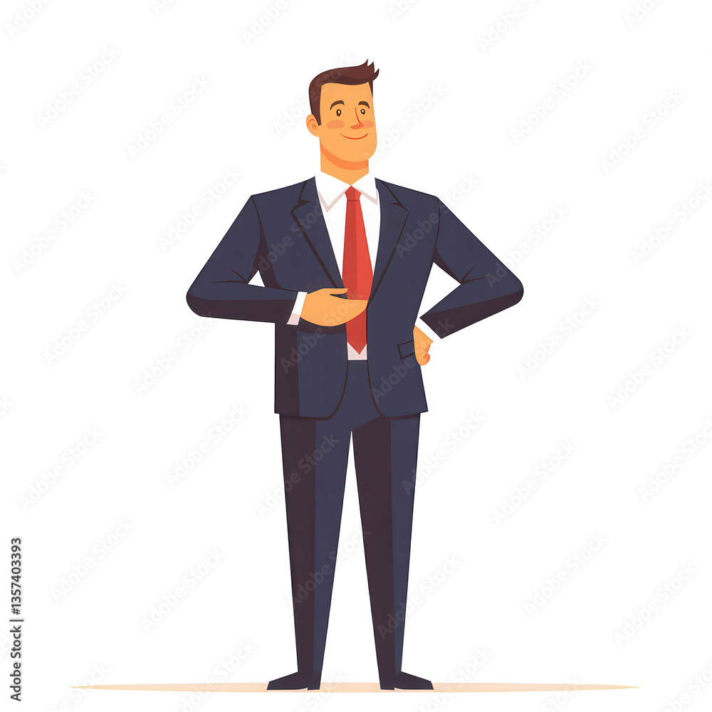 Confident businessman in a suit standing with hands on hips. Confident businessman in a suit standing with hands on hips.