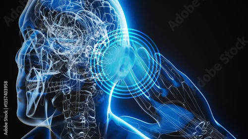 Conceptual animation of a man with hearing loss