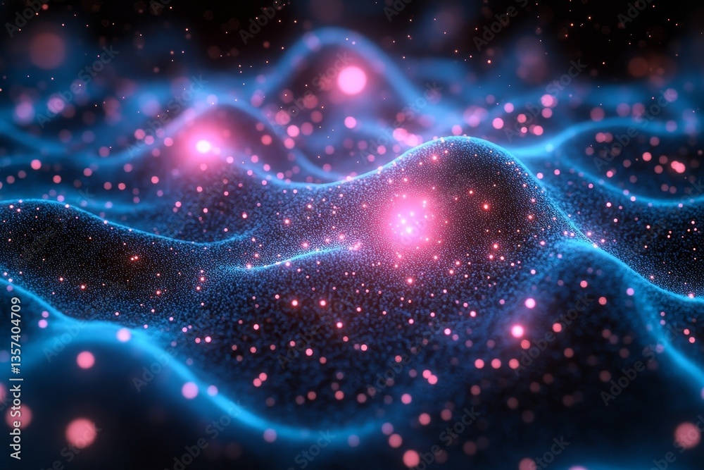 Abstract Glowing Particle Waves in Blue and Pink Abstract Glowing Particle Waves in Blue and Pink
