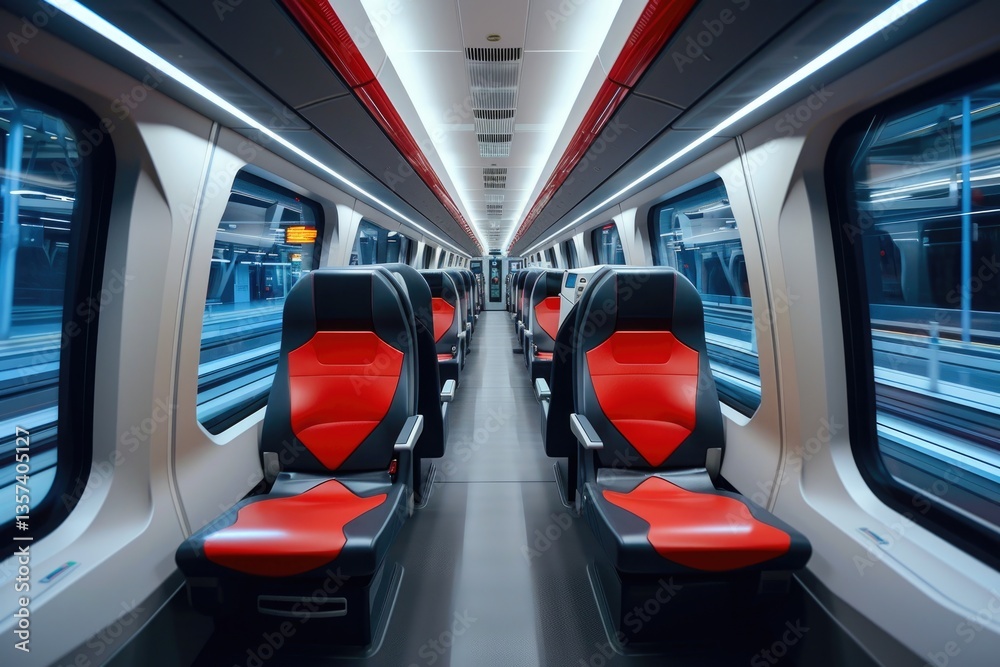 Fototapeta premium Future of travel, high-speed train in motion