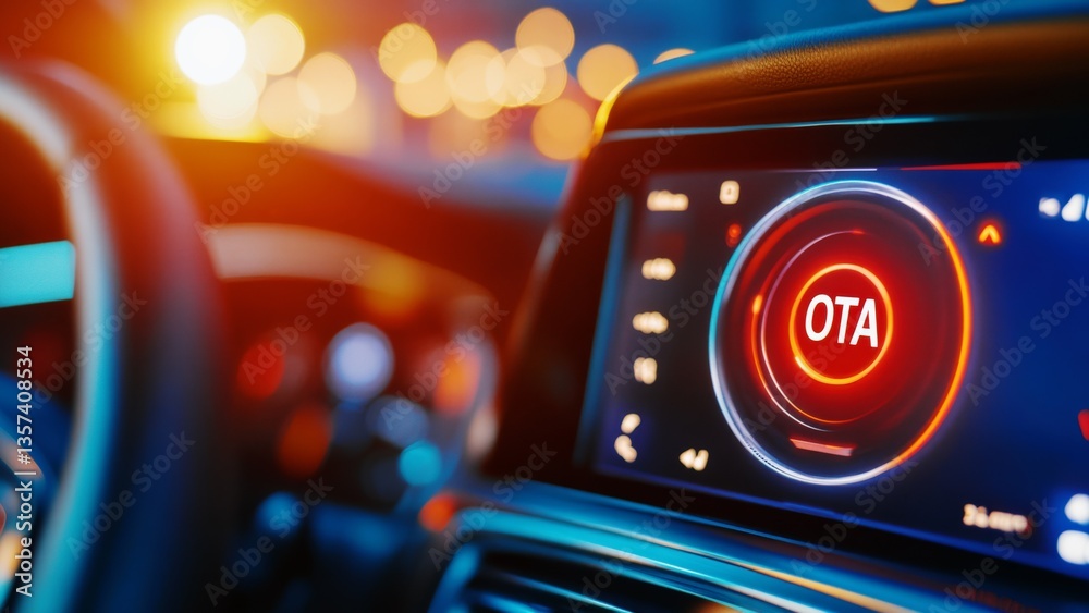 Car dashboard showing OTA firmware update system