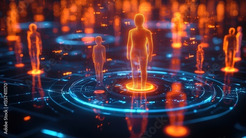 Data-Driven Personalized Marketing Strategies: Futuristic AI Customer Insights Visualization in High-Tech Environment