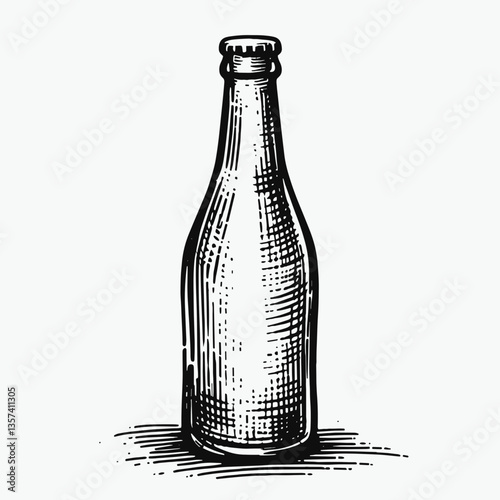 Detailed pencil sketch illustration of a bottle on a light background  