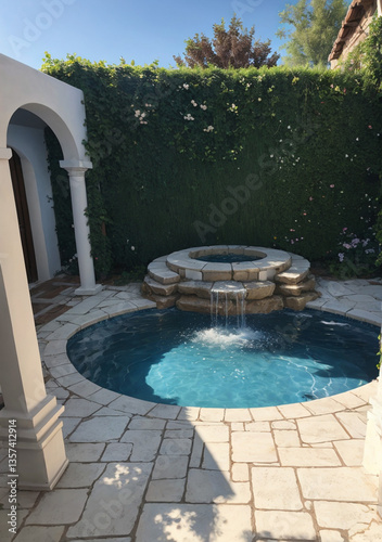Little fountain in the hotel backyard for looking at, nice water noises, relaxing
