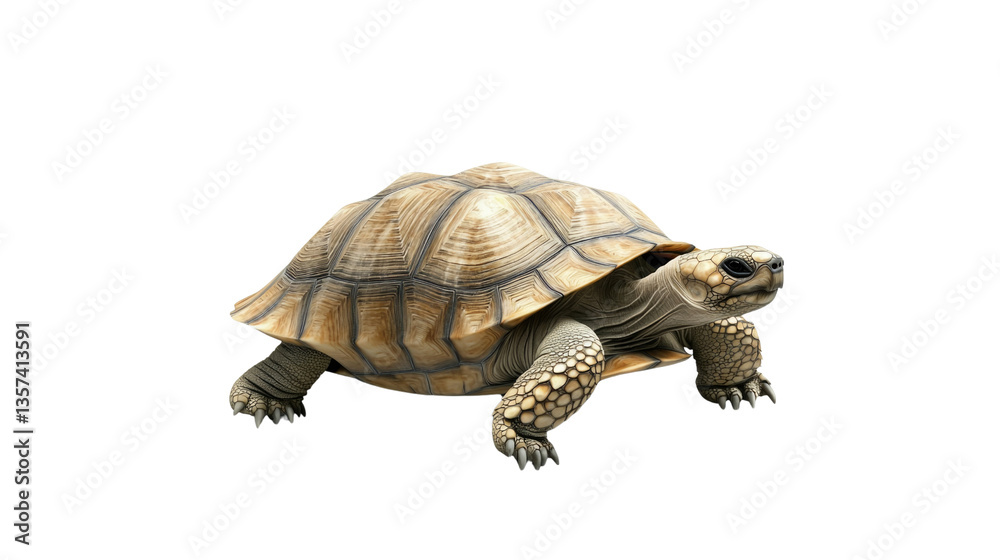 Fototapeta premium Realistic illustration of a detailed tortoise with a textured shell against a white background