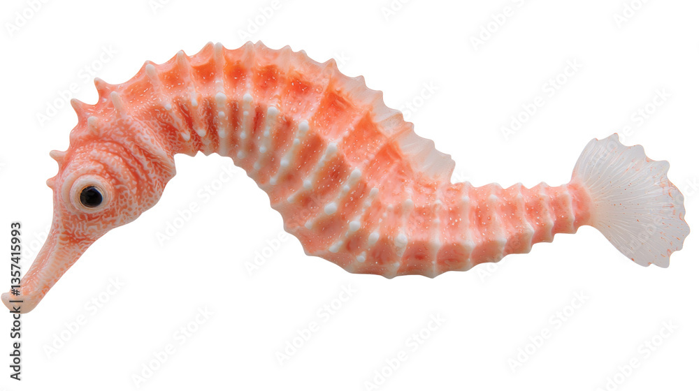 Detailed Close-up of a Pink Seahorse Swimming Gracefully in Clear Water Environment Detailed Close-up of a Pink Seahorse Swimming Gracefully in Clear Water Environment