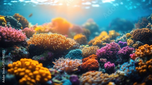 Vibrant Coral Reef Exploration Underwater Paradise Scenic Photography Marine Environment Submerged Perspective Aquatic Wonders