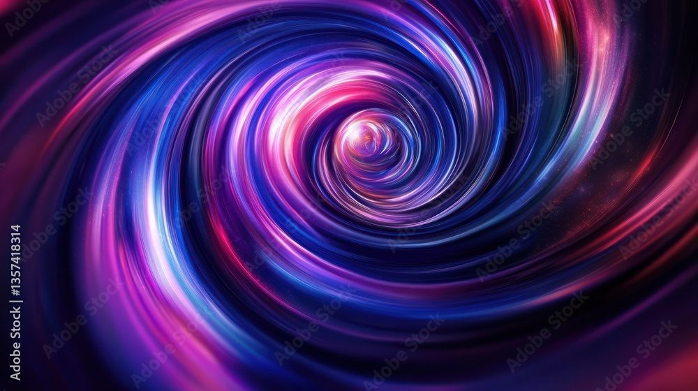 Abstract cosmic vortex with blue pink spiral light streaks digital art backdrop for space and time concept and modern creative presentation