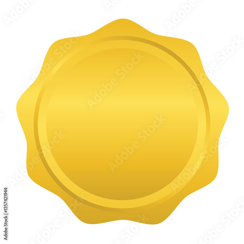 Gold medal vector illustration, golden medal prize, medal clip art, isolated on white background, blank golden badge, empty gold emblem