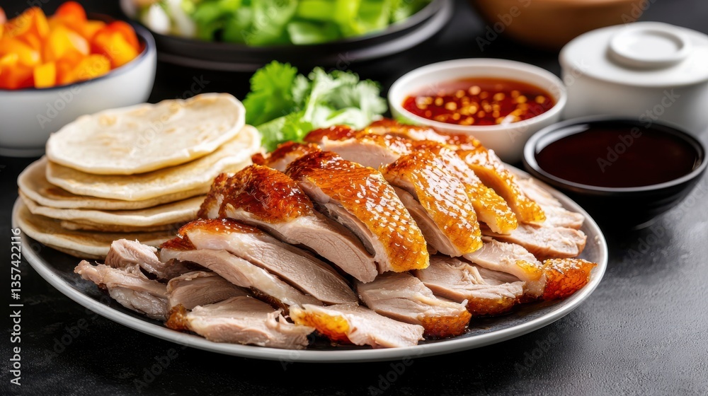 Delicious Plate of Meat Bread and Sauce Showcasing Culinary Delight Delicious Plate of Meat Bread and Sauce Showcasing Culinary Delight