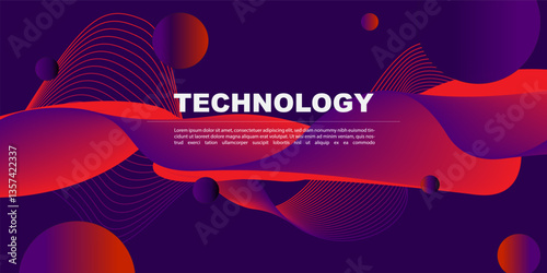 Abstract purple red technology background, business technology digital communication template, illustration graphic element, future
