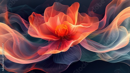 Abstract floral pattern with flowing colors and vibrant hues  