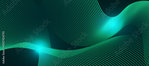 Shiny neon lines template - northern lights glowing blur lines. 