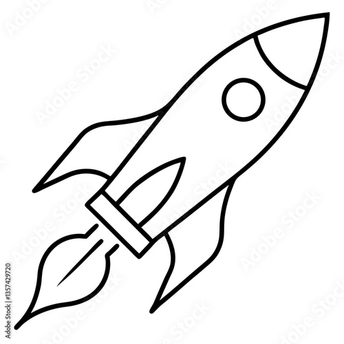 Space Rocket Line Art Drawing