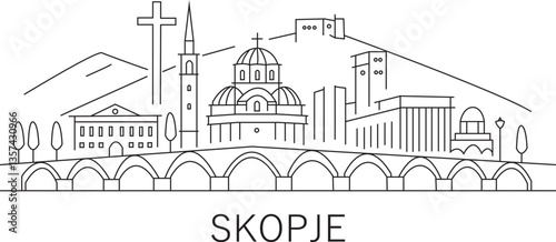 Skopje City Line Draw Simple Minimalist
