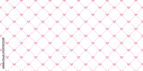 All over seamless vector repeat pattern with ditsy pink hand drawn doodle hearts tossed on white background. Simple cute Valentines day background