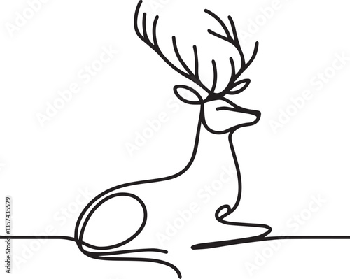 Stag slightly continuous line art drawing black vector