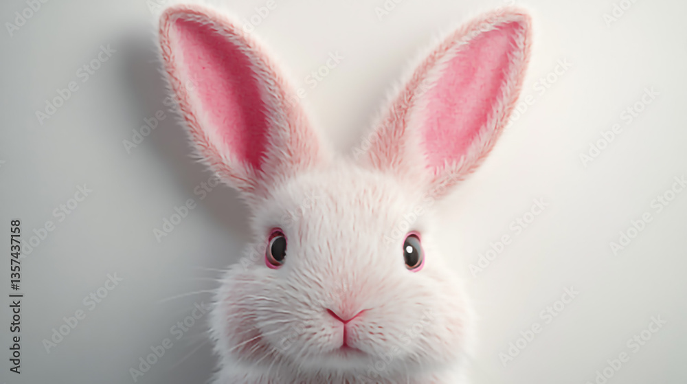 Obraz premium white rabbit on a red background