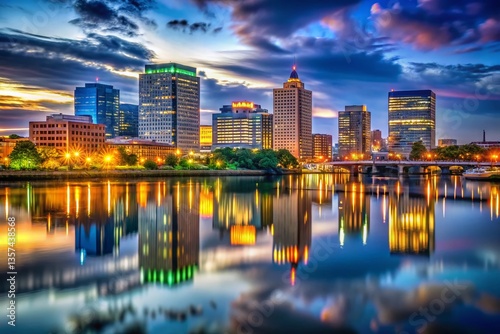 Wilmington Delaware Skyline Night Photography - Dramatic Cityscape at Dusk