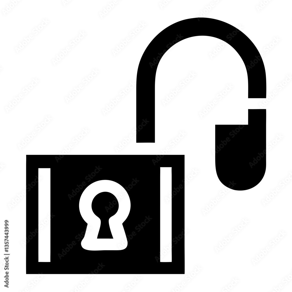 Unlock Icon Representing Security and Access  