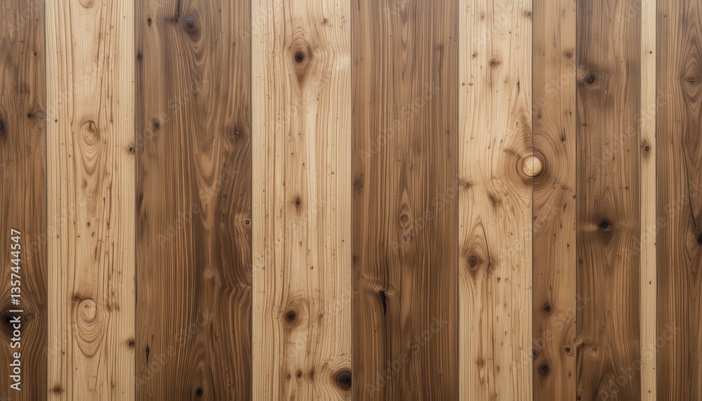 Fototapeta premium Elegant Hickory Wood Texture Rich Brown and Cream Tones, Vertical Grain Design