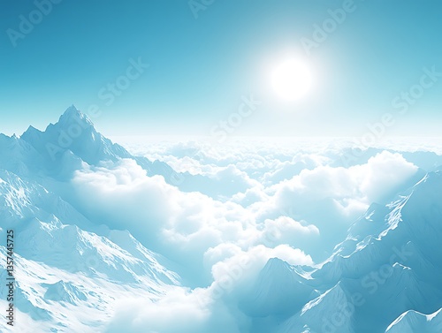 Snowy Peaks Above Cloud Sea.