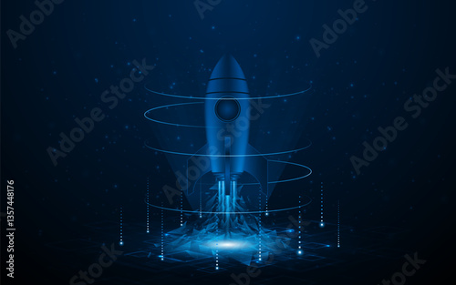 Launching a rocket into space. Ideas for starting a startup business. The growth or success of the company. Development of digital technology projects	