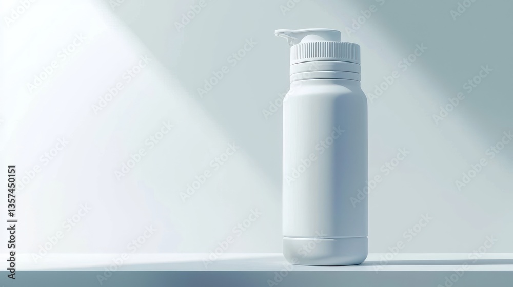 Minimalist White Pump Bottle Mockup in Soft Light Cosmetic Product Template for Online Branding Minimalist White Pump Bottle Mockup in Soft Light Cosmetic Product Template for Online Branding