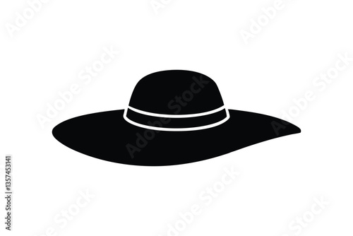 Silhouette art illustration of Wide brim hat.eps