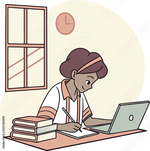 Study Room with Desk, Laptop, and Books