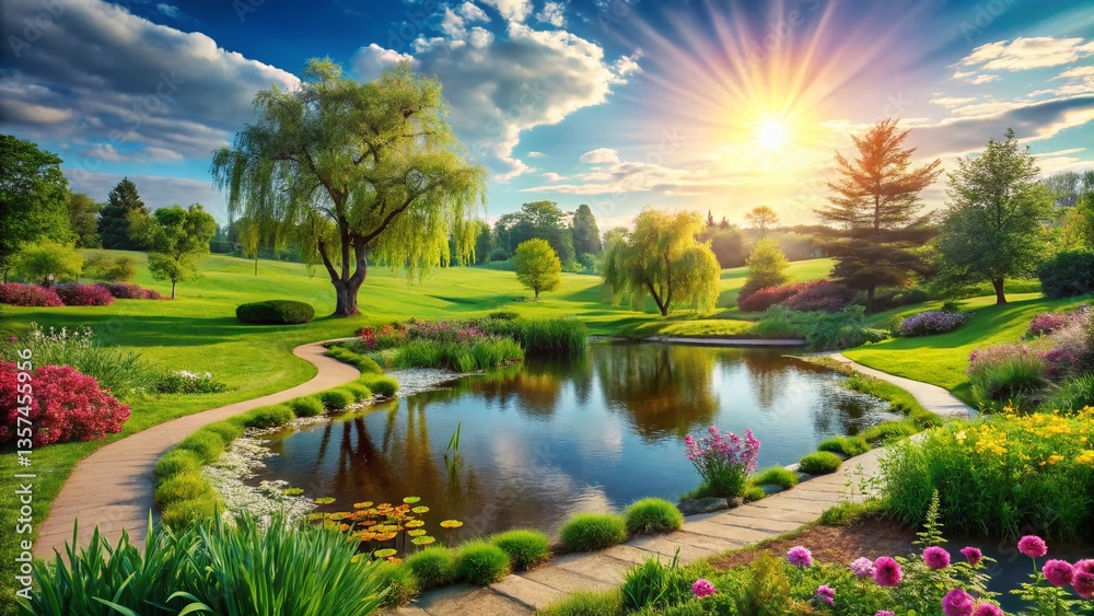 Lush Green Landscape Design: AI-Generated Garden Paradise Lush Green Landscape Design: AI-Generated Garden Paradise