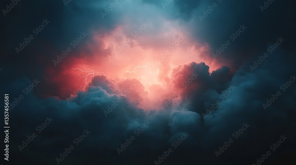 Obraz premium Dramatic stormy clouds with lightning.